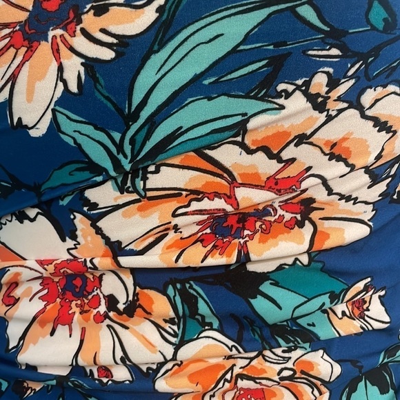Modcloth One Piece swimsuit blue orange floral tropical floral New Sz S - Picture 5 of 8